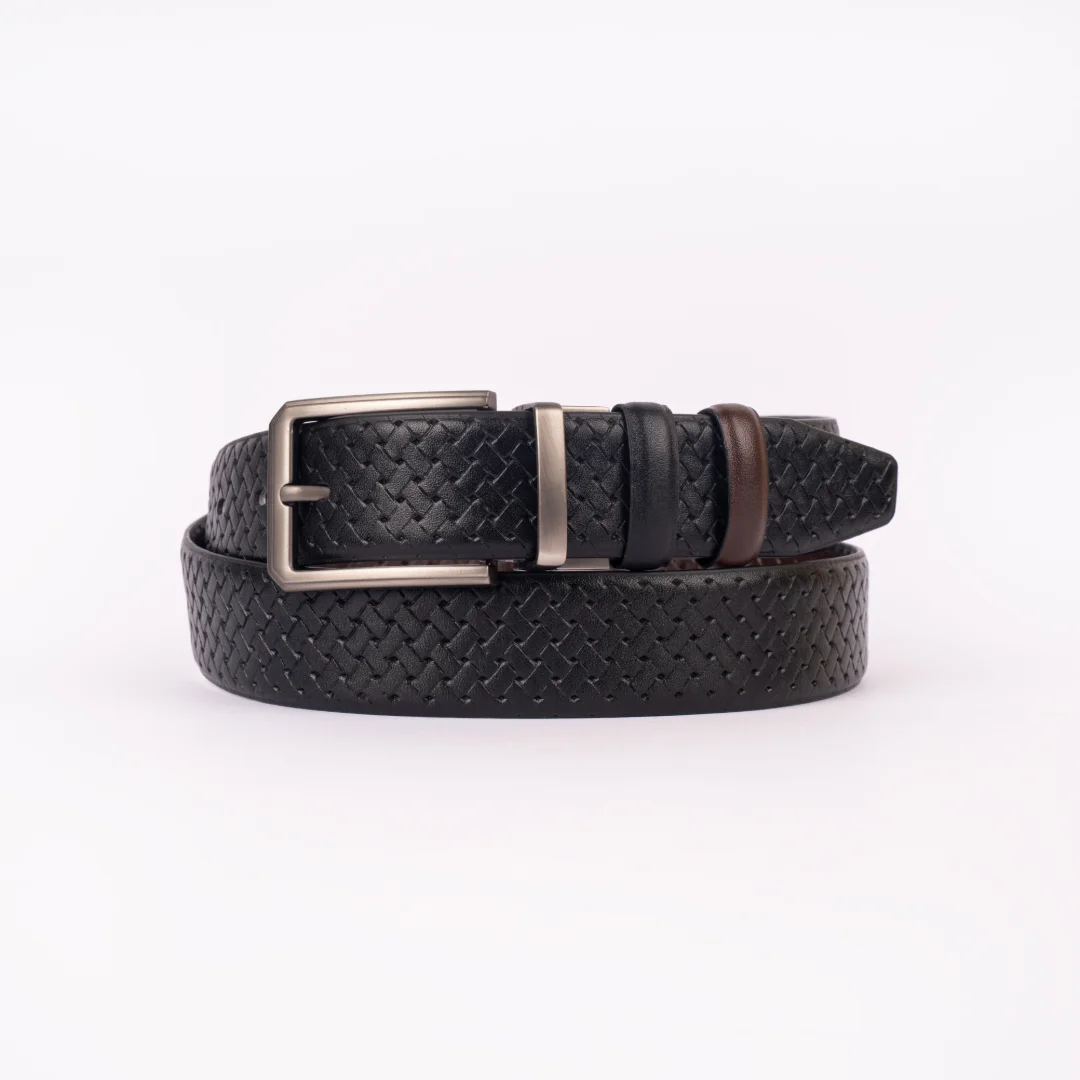 Reno Leather Moving Belt-Black & Chocolate-Belt011