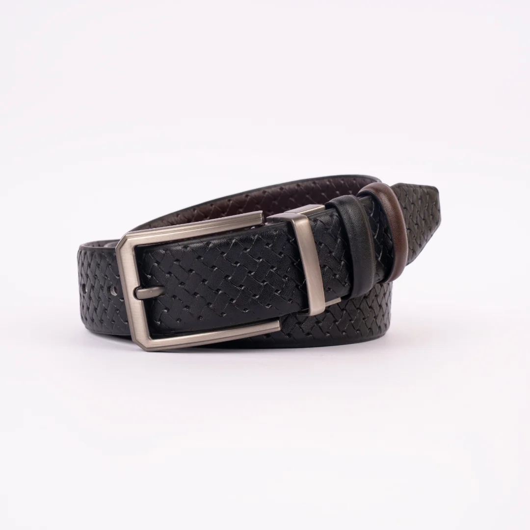 Reno Leather Moving Belt-Black & Chocolate-Belt011