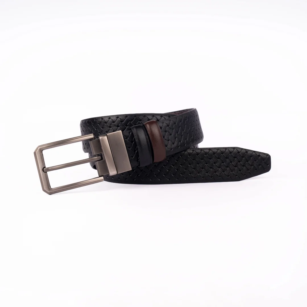 Reno Leather Moving Belt-Black & Chocolate-Belt011