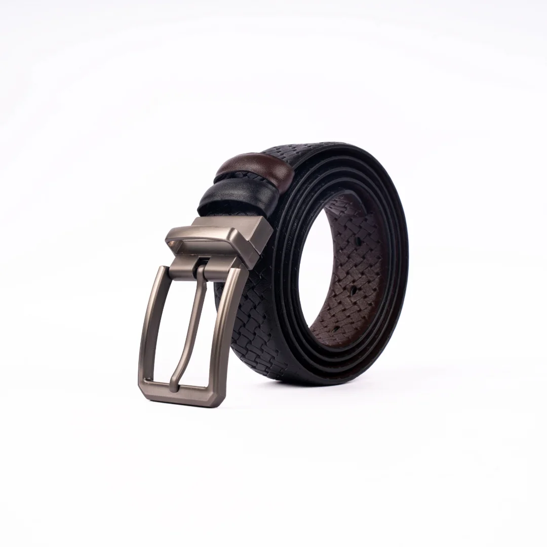 Reno Leather Moving Belt-Black & Chocolate-Belt011