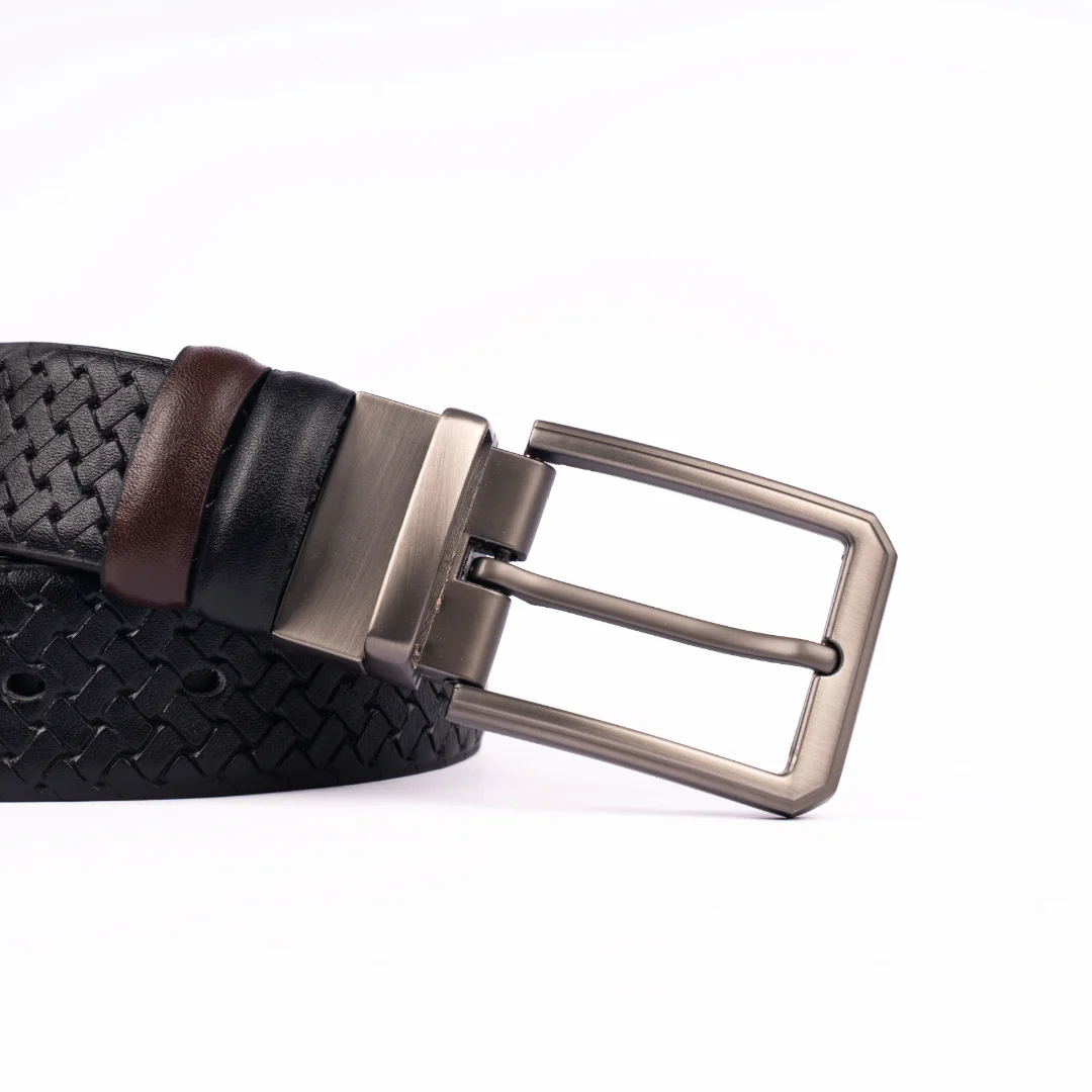 Reno Leather Moving Belt-Black & Chocolate-Belt011