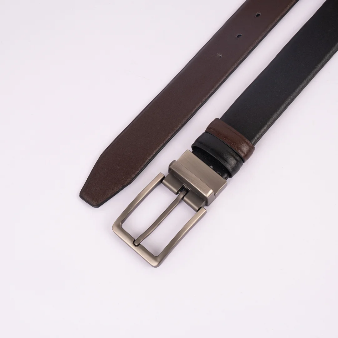 Reno Leather Moving Belt-Black & Chocolate-Belt012