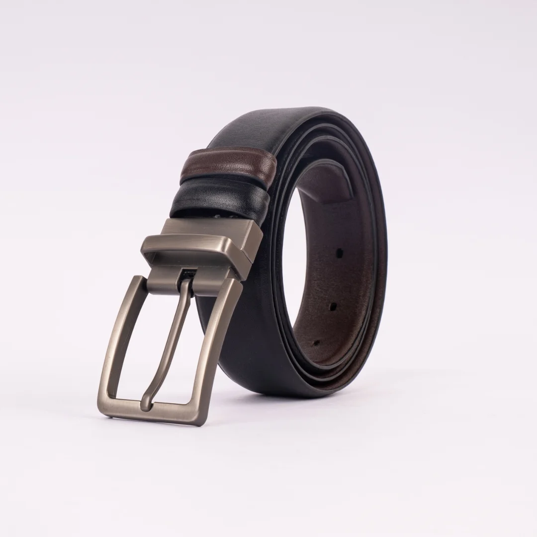Reno Leather Moving Belt-Black & Chocolate-Belt012