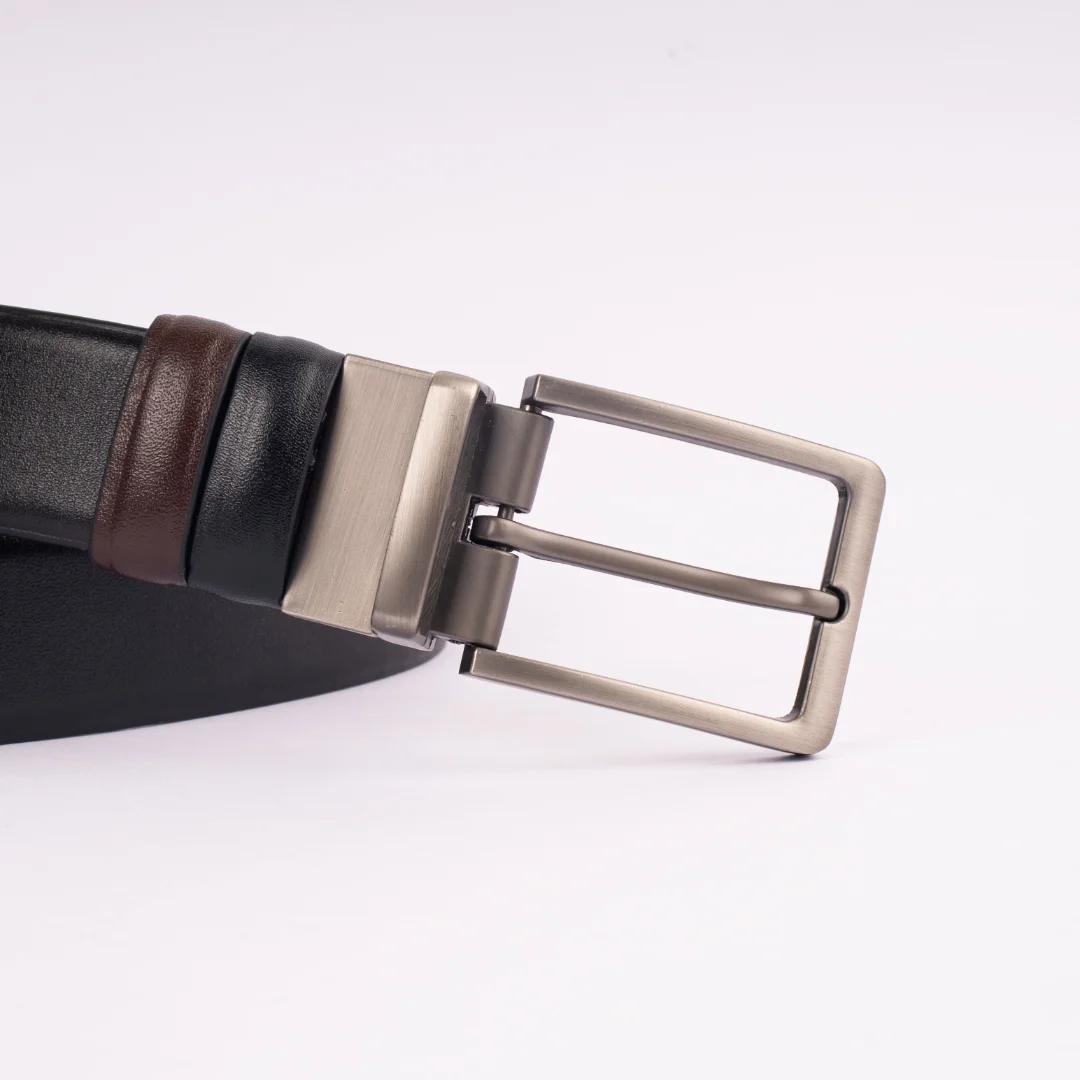 Reno Leather Moving Belt-Black & Chocolate-Belt012