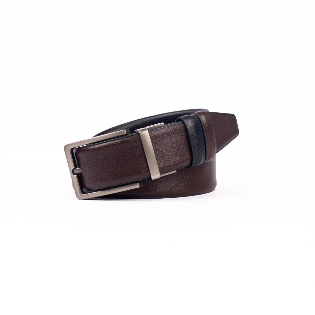 Reno Leather Moving Belt-Black & Chocolate-Belt012