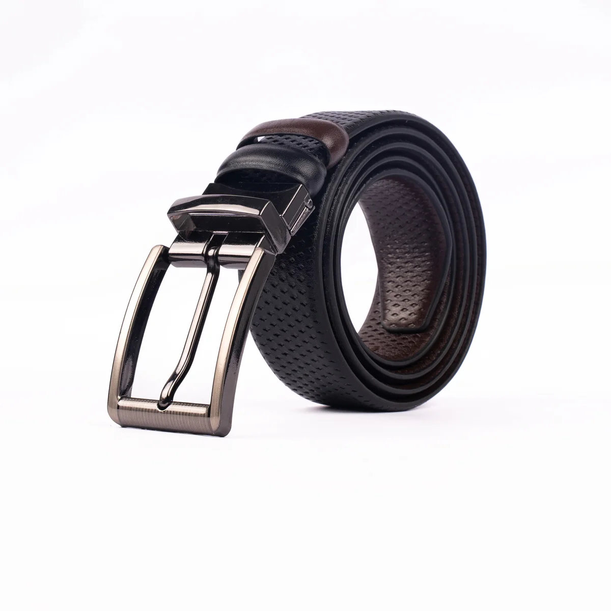 Reno Leather Moving Belt-Black & Chocolate-Belt013