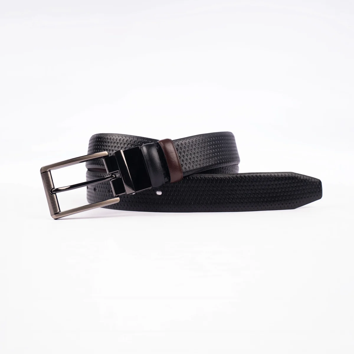 Reno Leather Moving Belt-Black & Chocolate-Belt013
