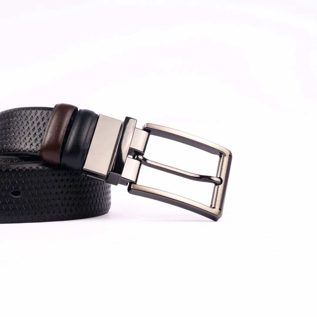 Reno Leather Moving Belt-Black & Chocolate-Belt013