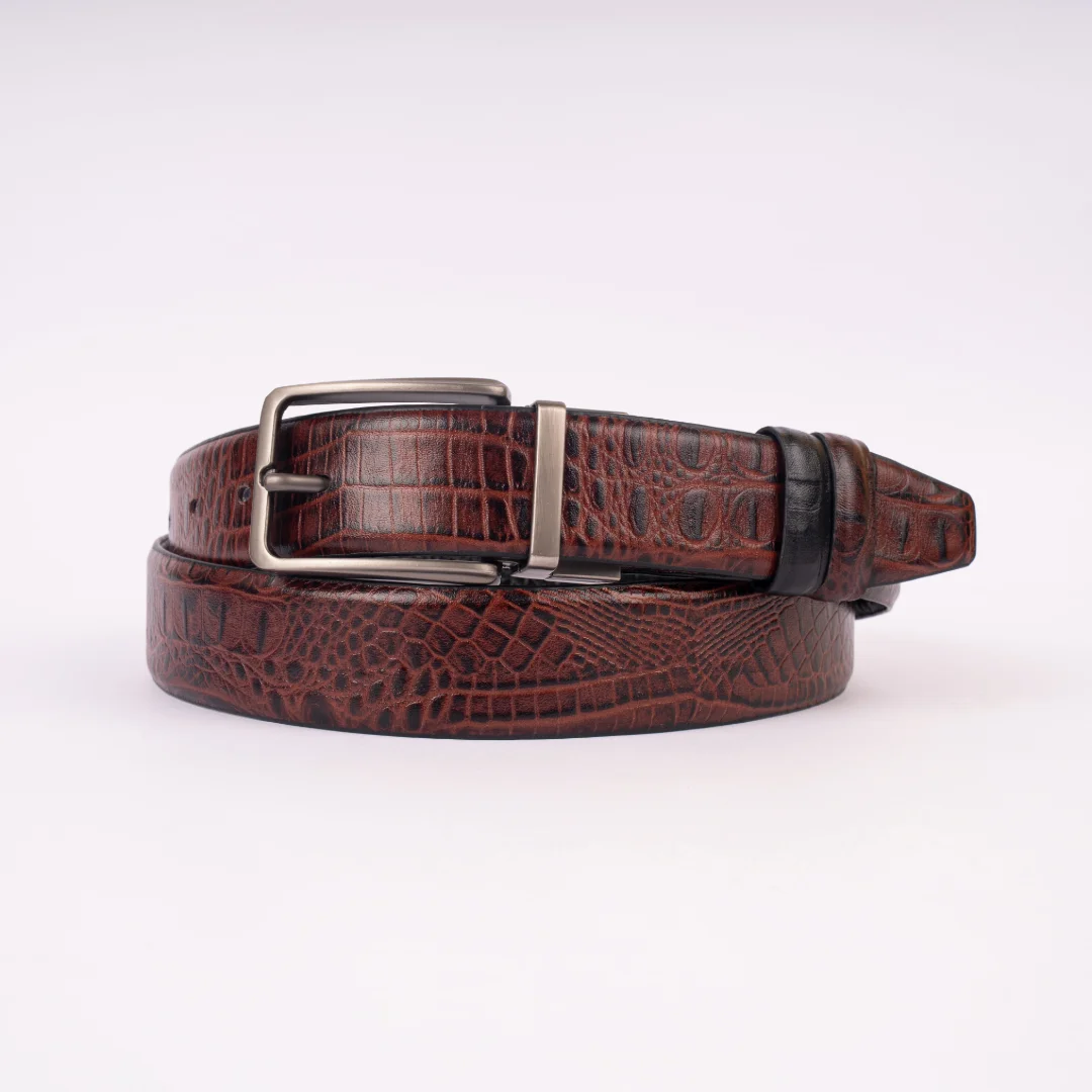 Reno Leather Moving Belt-Black & Chocolate-Belt014