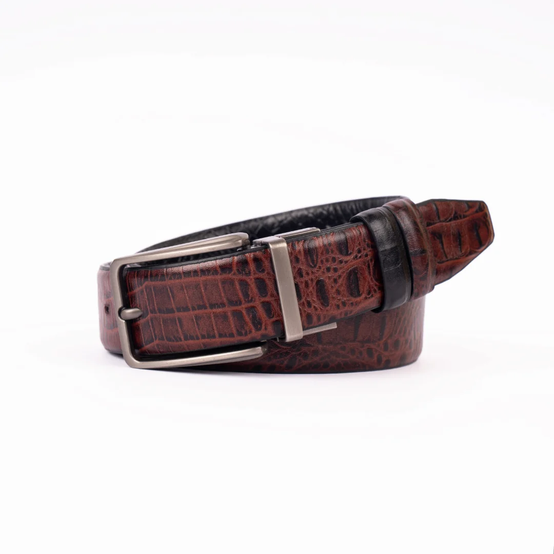 Reno Leather Moving Belt-Black & Chocolate-Belt014