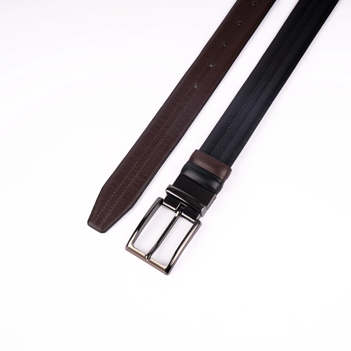 Reno Leather Moving Belt-Black & Chocolate-Belt015