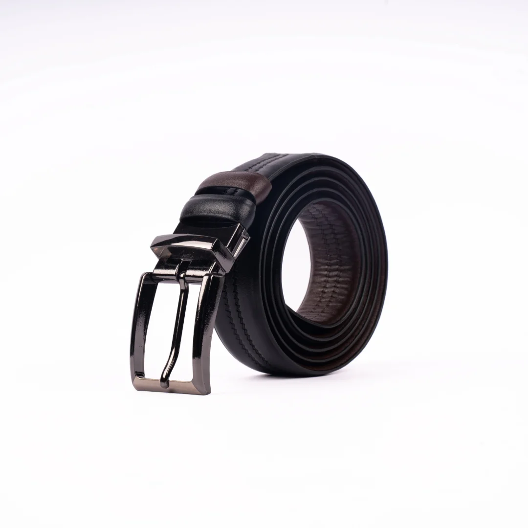 Reno Leather Moving Belt-Black & Chocolate-Belt015