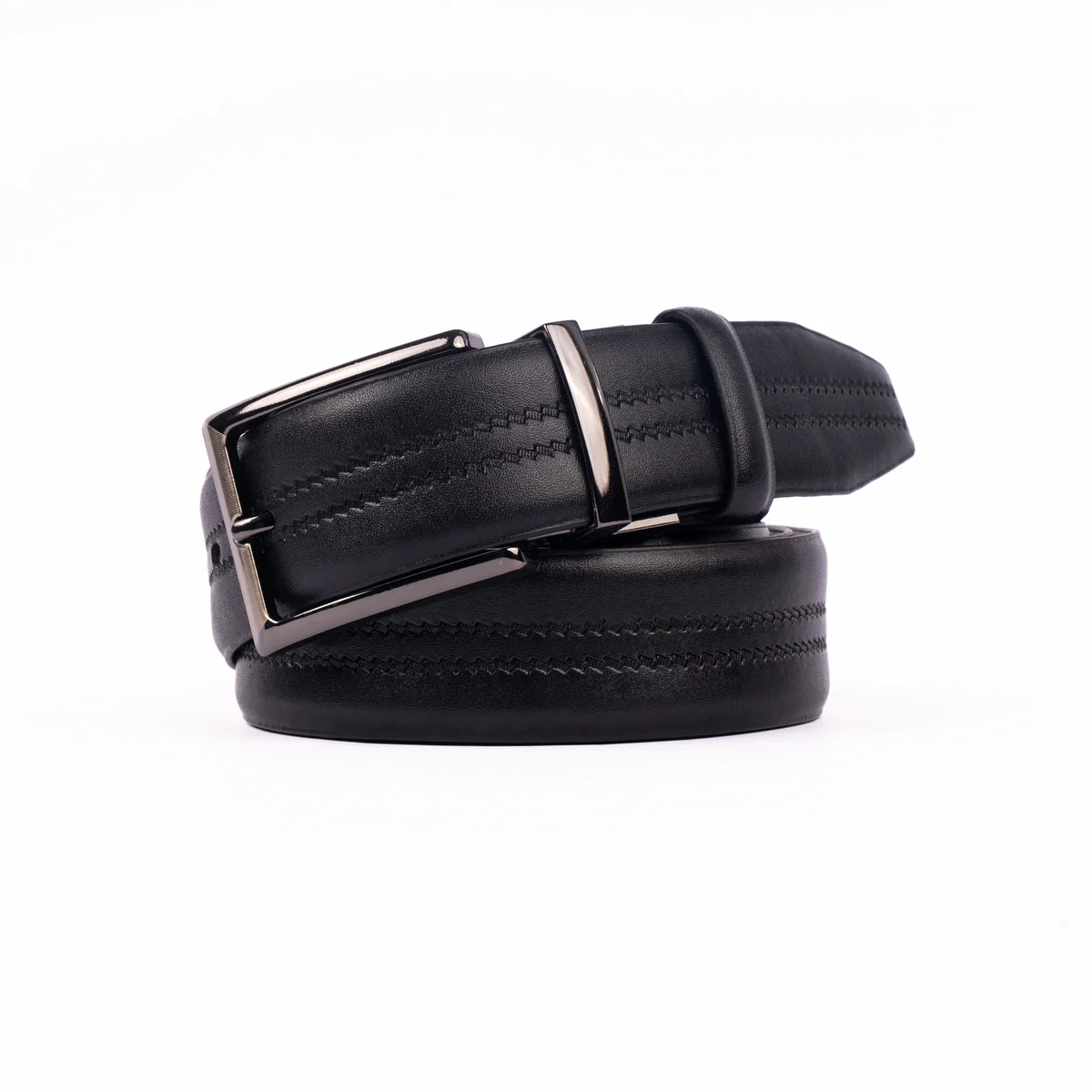 Reno Leather Moving Belt-Black & Chocolate-Belt015