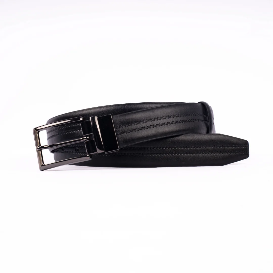 Reno Leather Moving Belt-Black & Chocolate-Belt015