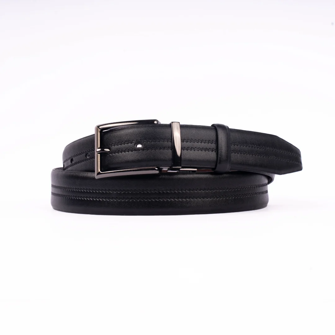 Reno Leather Moving Belt-Black & Chocolate-Belt015