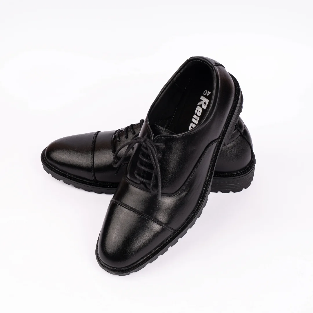 Reno Leather Formal Shoes-Black-RF2040
