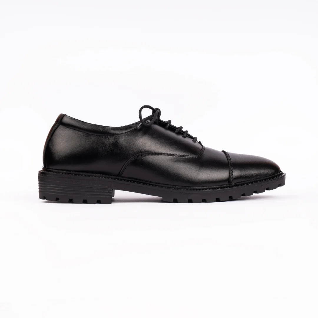 Reno Leather Formal Shoes-Black-RF2040