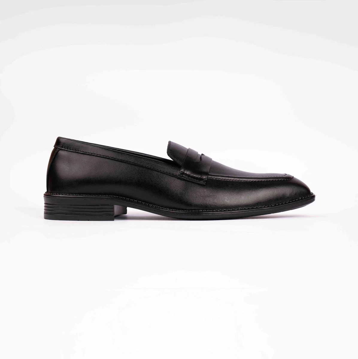 Reno Leather Penny Shoes-Black-RT1136