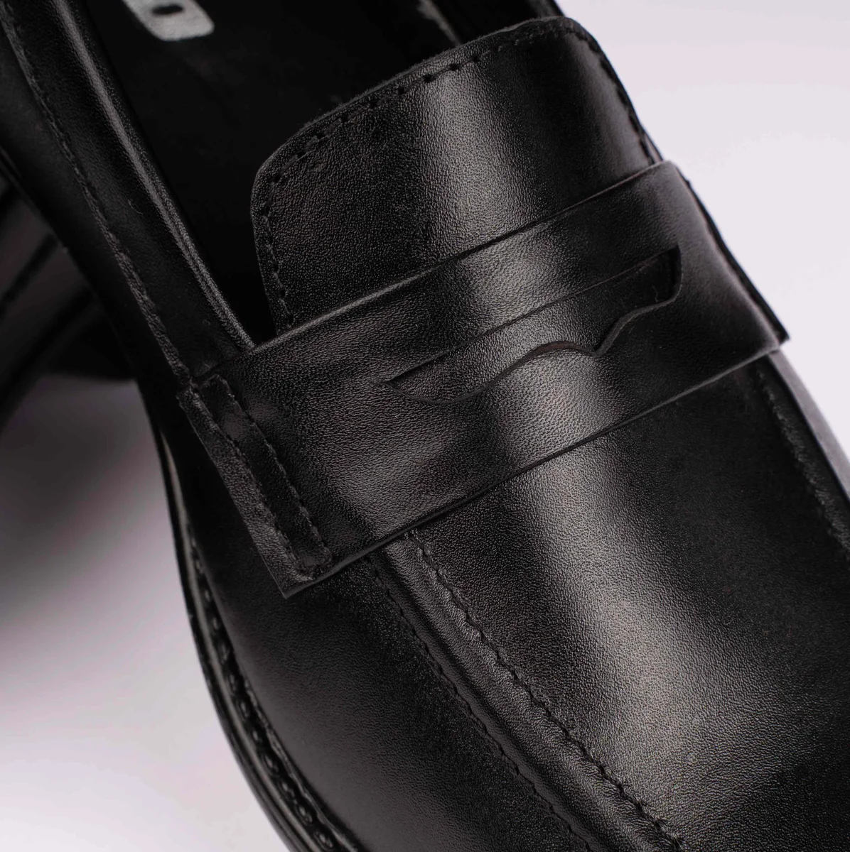 Reno Leather Penny Shoes-Black-RT1136