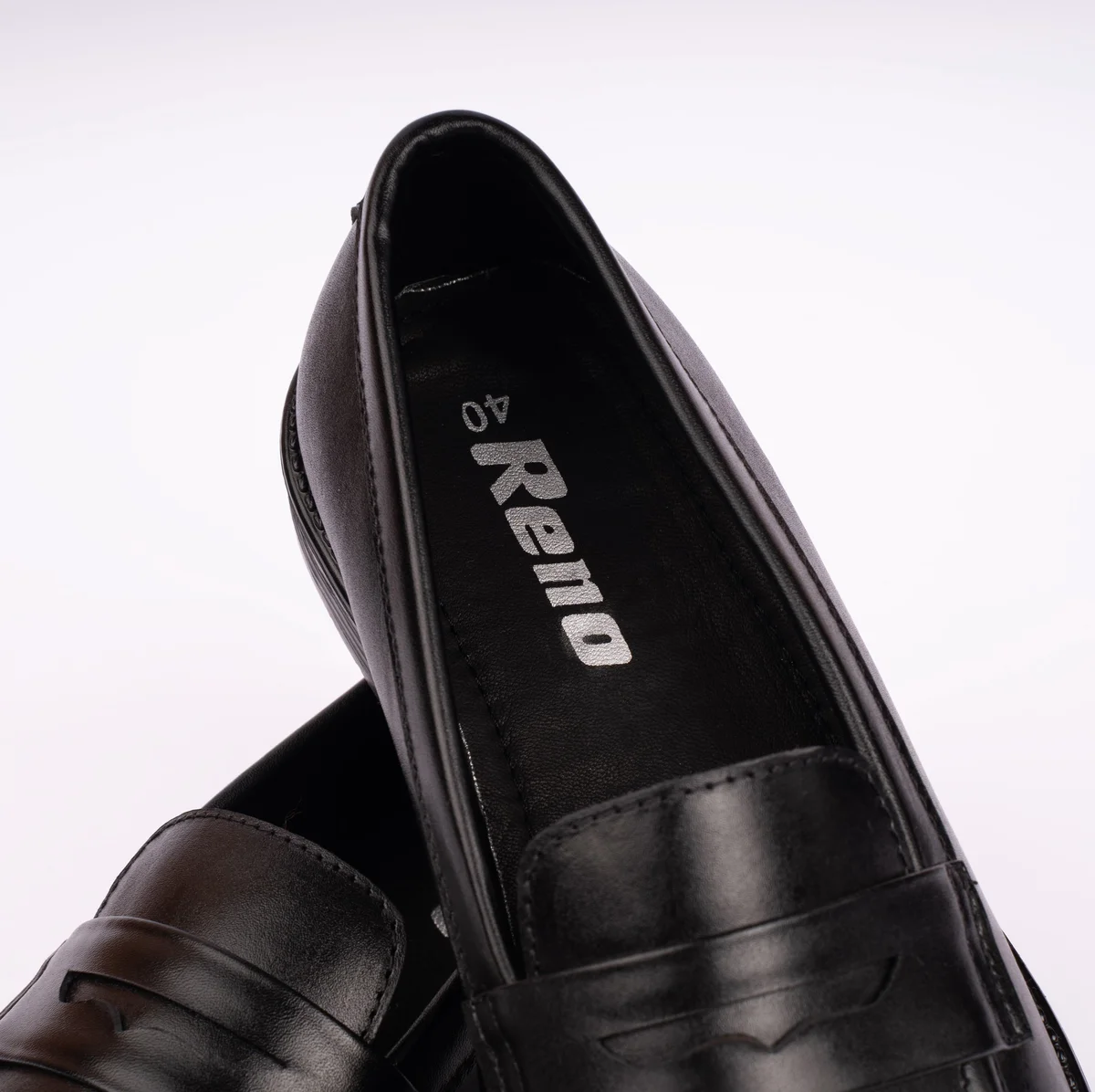 Reno Leather Penny Shoes-Black-RT1136