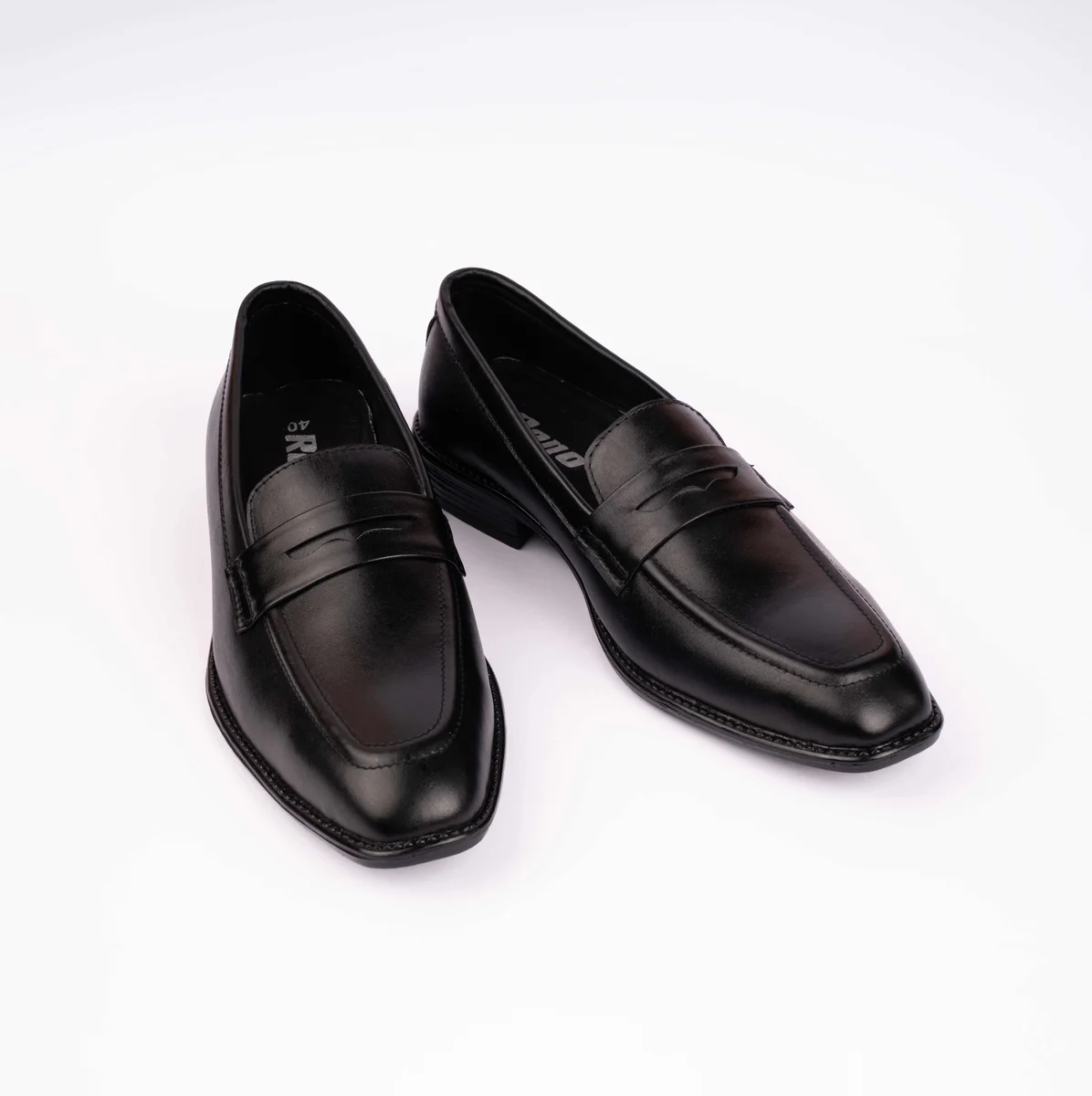 Reno Leather Penny Shoes-Black-RT1136