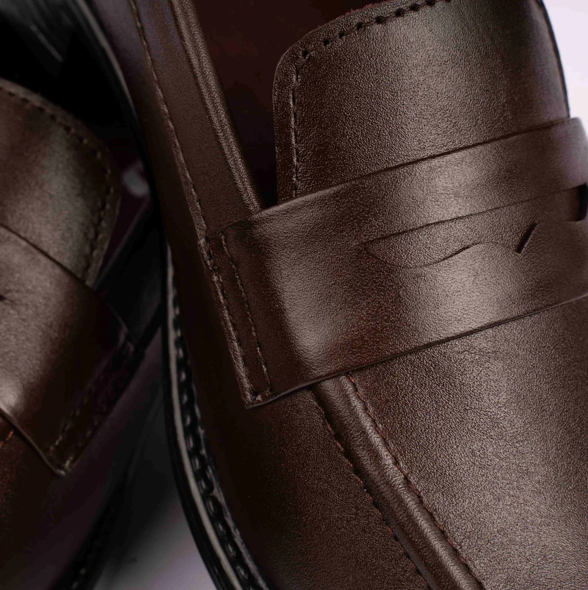 Reno Leather Penny Shoes-Chocolate-RT1138