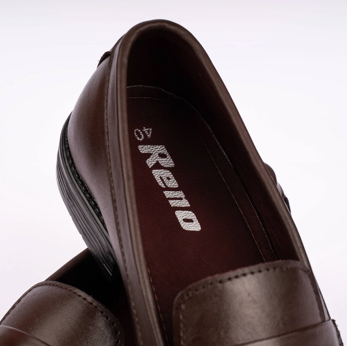 Reno Leather Penny Shoes-Chocolate-RT1138