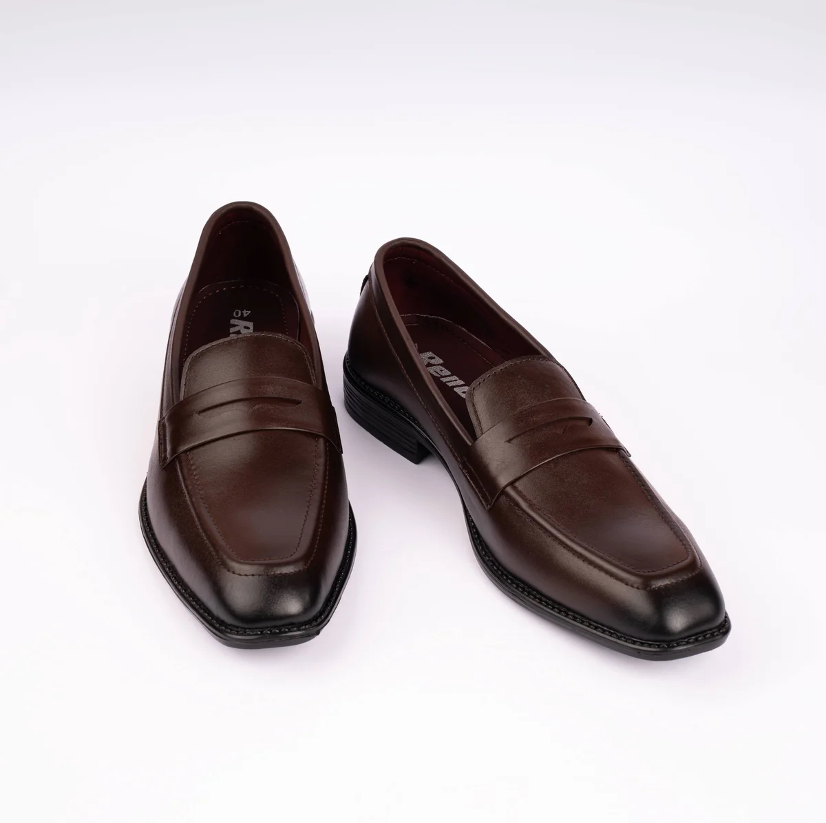 Reno Leather Penny Shoes-Chocolate-RT1138