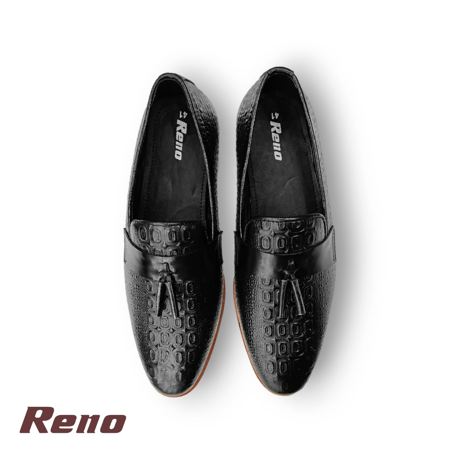 Reno Leather Half Shoes For Men - Black - RH4025